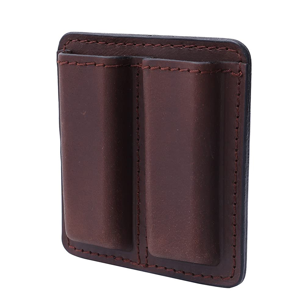 DONGKER Tactical Double Pistol Mag Pouch, Molle Magazine Pouch PU Mag Pouch w/Clip Fit for 9mm 40 or 45 Caliber Pistol Mag