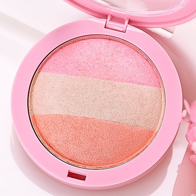 ThinkMax Ultra-fine Powder Long-lasting 3 Colors Blusher Palette Case Face Makeup Beauty Tool