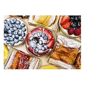 Background of Assorted Fresh Sweet Tarts and Pastries from Above - Removable Wall Mural | Self-Adhesive Large Wallpaper - 66x96 inches