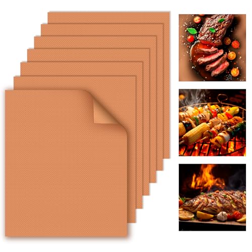 WIBIMEN Grill Mats for Outdoor Grill, Copper 7pcs Grill Mat