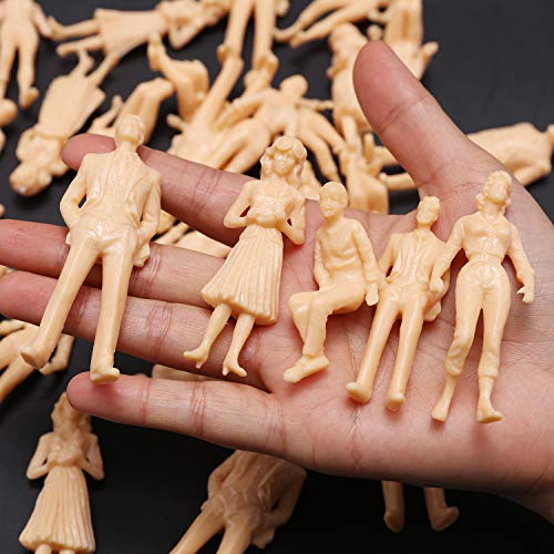 Fashionclubs 50pcs Model Train People Figures Architectural 1:25 G Scale Unpainted Model People Seated and Standing Miniature People Passengers for Miniature Scenes Model Railway Railroad Layout