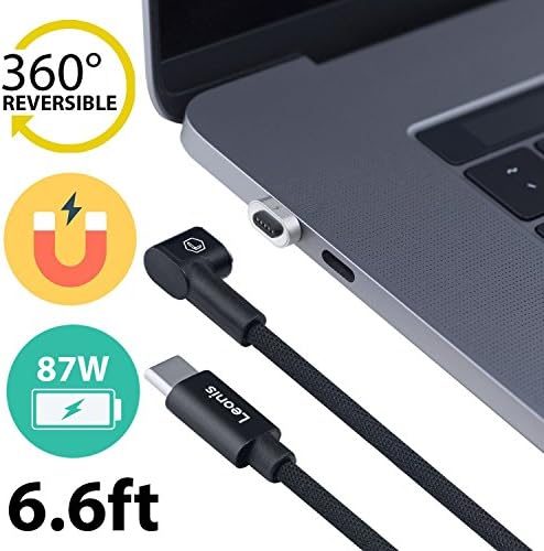 Leonis – Magsafe Magnetic Charger Adapter – USB C Type C Charging Cable for Macbook Pro and Google Pixelbook – Replacement for Griffin Breaksafe Cable – Apple USB C Charger Power Cable – Up to 87W