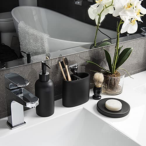Premium 5 Pcs Matte Black Bathroom Accessories Set Complete. Black