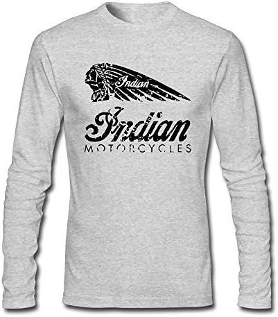 Indian Chief Motorcycles Men Long Sleeve Crew-neck T-Shirt Gray Large