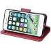 Arae Case for iPhone SE 2022 / iPhone SE 2020 / iPhone 8 / iPhone 7, Wallet Case with Card Holder PU Leather Flip Cover, Wine red