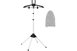 CINPIUK Garment Steamer Rack & Garment Steamer Ironing Glove for Steaming Clothes, Adjustable Garment Hanger Standing Handled Mini Ironing Board, Hanging Steamer Ironing Accessories for Clothes, Black