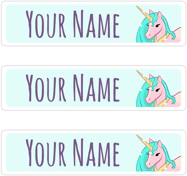 Kids Labels Peel & Stick Waterproof, Durable Personalized Name Labels - 36 Big Labels Unicorn Design