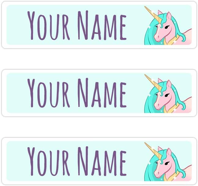 Kids Labels Peel & Stick Waterproof, Durable Personalized Name Labels - 36 Big Labels Unicorn Design