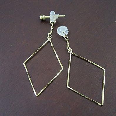 【クリックで詳細表示】ESPOIR[エスポワール] 樹脂ピアス キラキラ可愛いピアス バックキャッチチェーンピアス 3310-3T (ひし形)