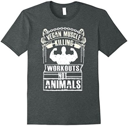 Mens Vegan muscle shirt Plant power gym t shirt Medium Dark Heather