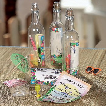 24 Message in a Bottle Luau Tropical Pool Party Invitations