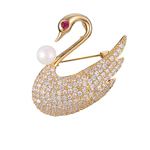 Eseres Elegant Swan Brooch Pins for Ladies Zircon Brooches Luxury Accessories