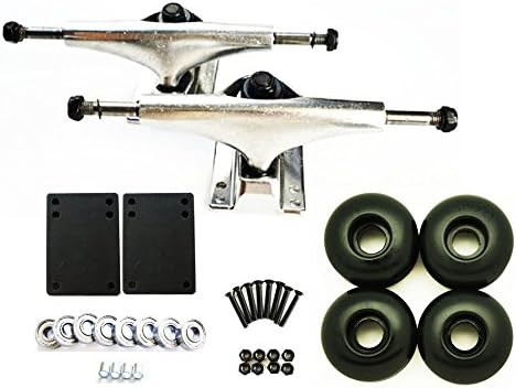 5.0 Skateboard Trucks (Silver), Skateboard wheels 52mm, Skateboard Bearings, Skateboard Pads, Skateboard Hardware 1"