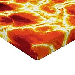 Ambesonne Burnt Orange Fitted Sheet, Hot Lava
