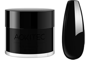Aokitec Dip Powder Classic Black Color, Nail Dipping Powder French Powder Pro Collection System Nail Art Starter Manicure Salon DIY at Home, Odor-Free&Long-Lasting, No Needed Nail Lamp Curing, 1 Oz