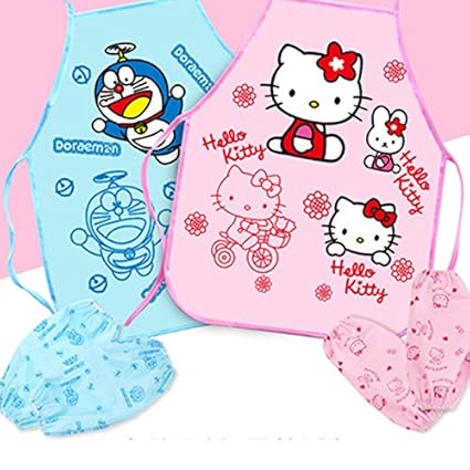 Zollyss Hello Kitty Doraemon Apron Sleeveless Cooking Baking Supplies for Kids Children