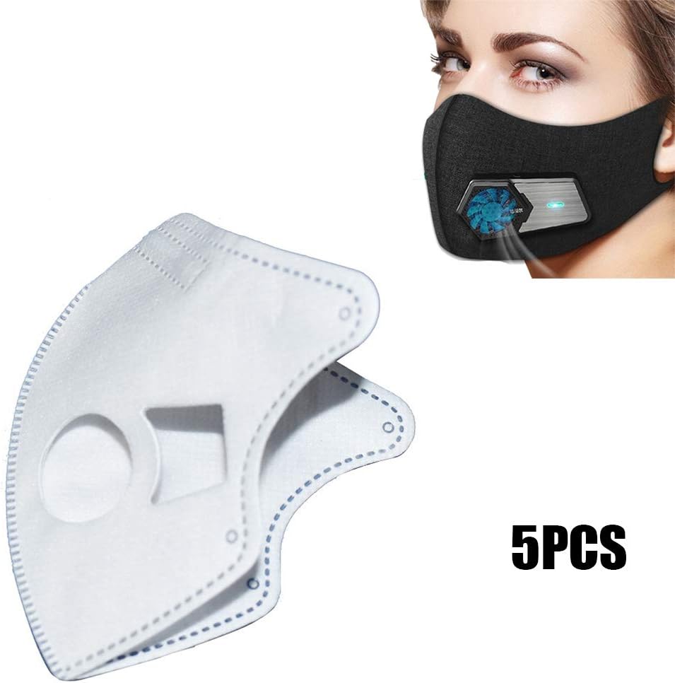 CYCPACK Smart Electric Anti Dust Face Protector Shield Black - Anti Pollution Air Purifier Washable Reusable Activated Carbon Filter, with 5 Composite Filter,C