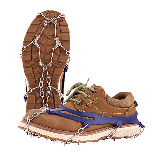 Hapire Blue Traction Cleats Crampons Unisex Men Women Ice Grippers Anti-Slip Stainless Steel Snow Spikes Shoes Boots Spikes Winter Walking Hiking Climbing Spikes - Thumbnail 7