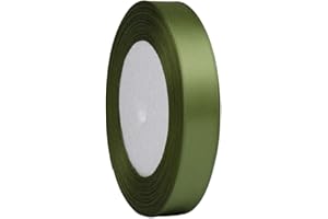 Double Faced Satin Ribbon Double Sided Solid Polyester Ribbon for Gift Wrapping Christmas Decoration (0563 (Olive Green),5/8"
