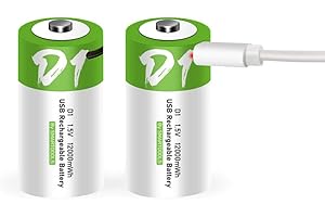 LANKOO Rechargeable D Batteries 1.5V 12000mWh USB Lithium ion Rechargeable D Battery with USB Type C Charging Cable, High Capacity Fast Charge, 1200 Cycles Constant Output, Over-Charge Protection,2-Pack