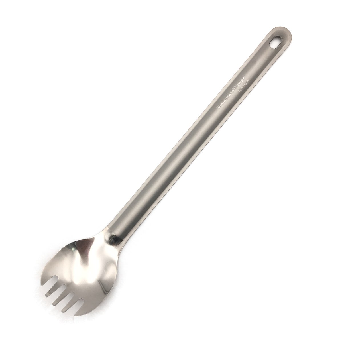 Titanium Long Handle Spork with Polished Bowl, 17.2g/8.7 inch Long