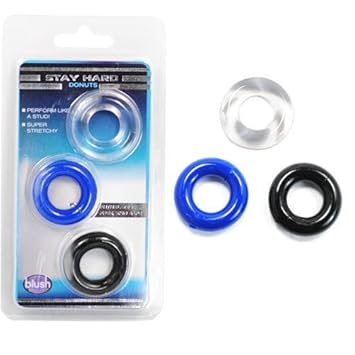 eeddoo Silikon Penisringe & Cockringe - Set - 3 Ringe in 3 Farben - transparent, schwarz, blau (Penis Cock Pleasure Ring G-Pu