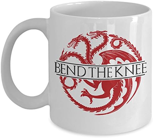 Bend The Knee Mug - Funny Daenerys Targaryen Khaleesi Sigil Coffee & Tea Cup - 11oz Novelty Ceramic Teacup - Gift For Fans, Him, Her, Best Friend, Christmas, Birthday, Anniversary, Valentine’s Day