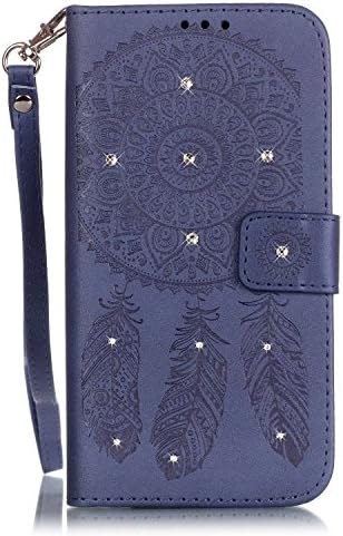 iPhone 5/5S/5SE Case, Gkin Bling Diamond Crystal Rhinestone Embossing[Dream Catcher]Solid color Premium PU Leather Magnetic Design Ultra Slim Fit [Wallet Kickstand] Case for iPhone 5/5S/5SE(Purple)