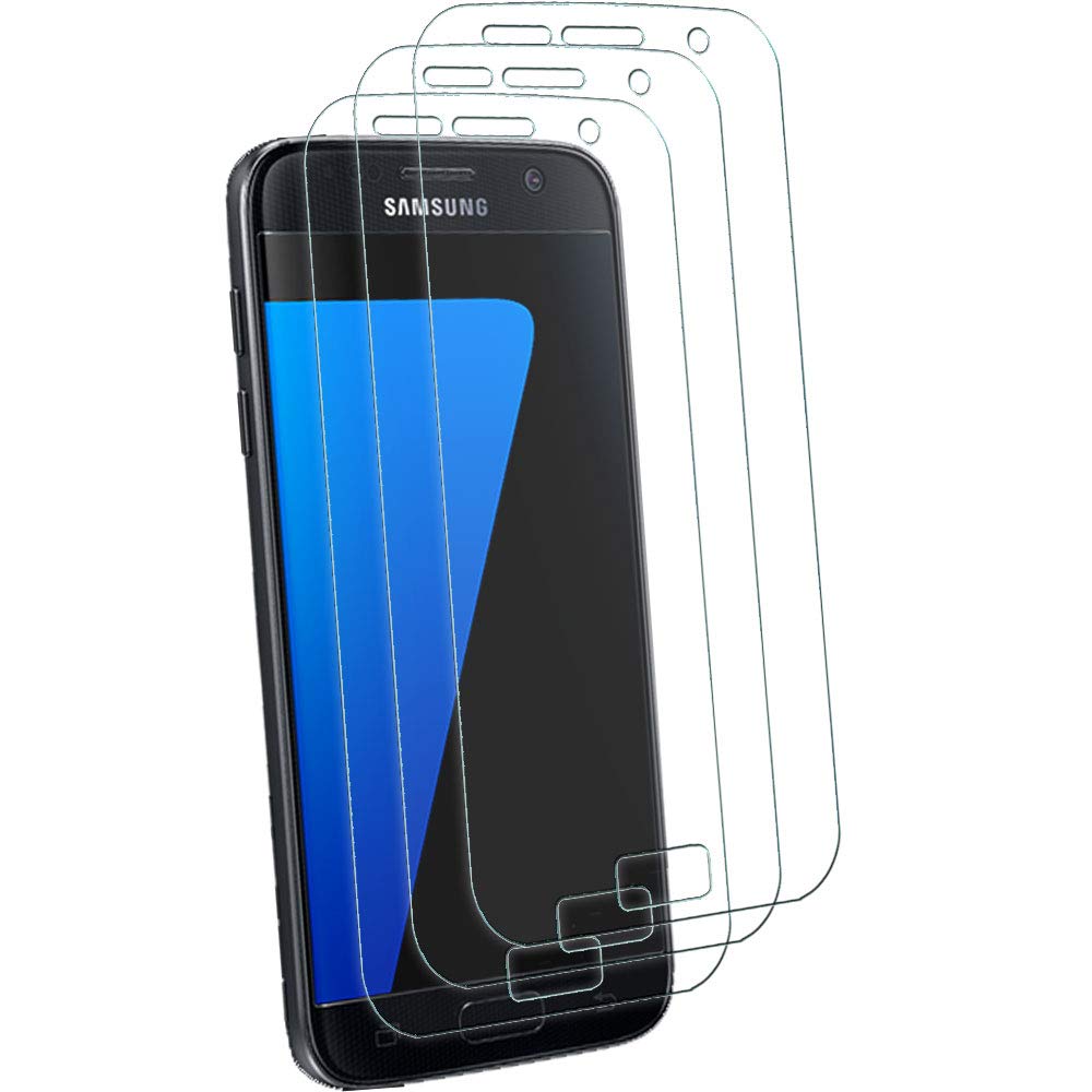TECHGEAR [3 Pack] Screen Protectors to fit Samsung Galaxy S7 [ghostSHIELD Edition] Genuine Reinforced Flexible TPU Screen Protector Guard Covers with Full Screen Coverage inc Curved Screen
