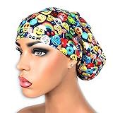 Womens Surgical Scrub Hat OR Nurse Cap Euro Style Adjustable Cap Emojis, Rainbows, Party Food