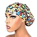 Womens Surgical Scrub Hat OR Nurse Cap Euro Style Adjustable Cap Emojis, Rainbows, Party Food