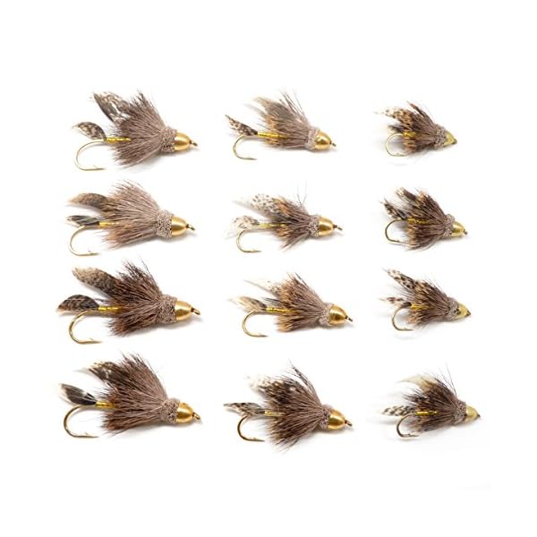Trout-Fly-Assortment-Cone-Head-Muddler-Minnow-Streamer-Flies-Collection-1-Dozen-Flies-Sizes-2-4-6