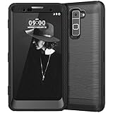 LG Stylo 2 Case, LG Stylo 2 Plus Case, CinoCase Heavy Duty Rugged Armor Protective Case Hybrid TPU Bumper Shockproof Case with Brushed Metal Texture Hard PC Back for LG Stylo 2(LS775)/Stylus 2 Black