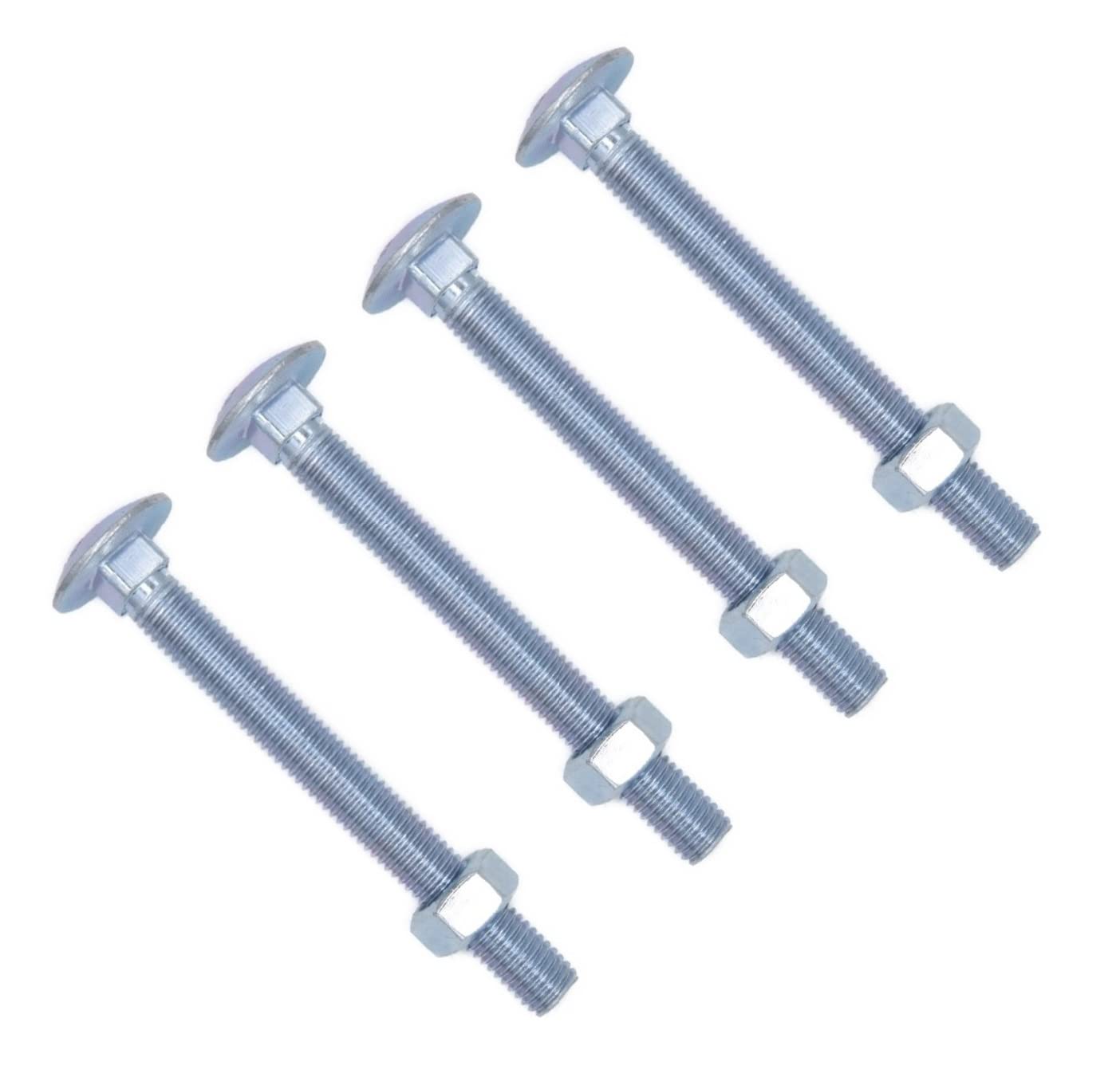 TERF® M12 X 30mm Cup Square Carriage Bolt and Nut M12 (12mm) X 30mm Coach Bolts with Hexagon Nuts - Pack of 4