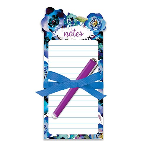 Punch Studio Lady Jayne Die-Cut Note Pad & Pen Set (blue/purple floral)