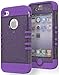Bastex Heavy Duty Hybrid Case for Apple iphone 4, 4g, 4s 4gs - Neon Purple Silicone Cover / Silver Glitter Effect Transparent Gray Hard Shell