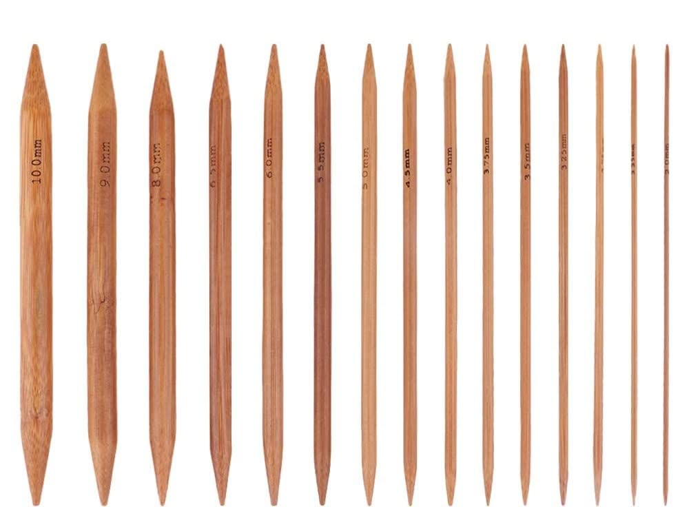 Bamboo Knitting Needles Set, Double Pointed Carbonized Knitting Needles for Handmade Creative DIY (75pcs)