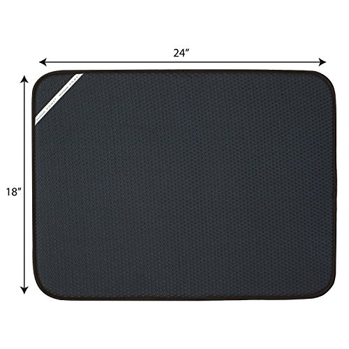 Envision Home 18-Inch by 24-Inch Microfiber Dish Drying Mat, X-Large, Black