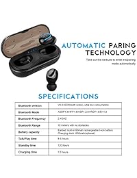 CORNMI Auriculares inalámbricos Ture Auriculares Bluetooth 5.0 Auriculares de regalo de Pascua Mini auriculares en la oreja Auriculares estéreo de alta fidelidad Micrófono incorporado Auriculares con cancelación de ruido con estuche de carga   Negro