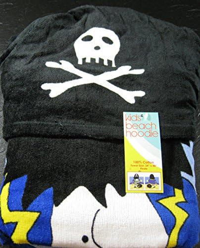 Kids Beach Hoodie Towels- Pirate 100% Cotton 24" X 48"