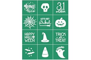DGAGA Self-Adhesive Silk Screen Printing Stencil Mesh Stencils Transfer Reusable Sign Home Decor Washable for DIY Halloween Decor, Wood,Ceramic,Pillow(Halloween,8.5x11)