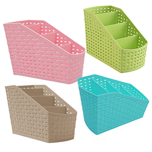 for Desktop - Plastic Storage Box Desktop 4 Grid Sub-Grid Case Multi-Function Storage Organizer for Remote Controller Holder