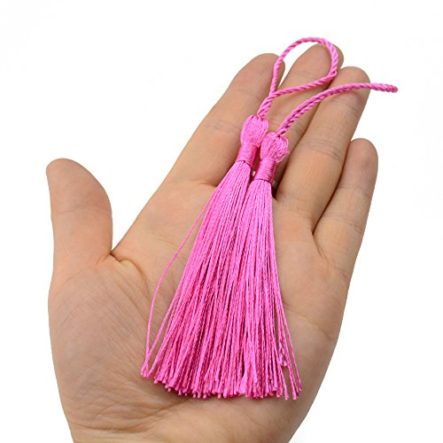 image for Makhry 100pcs 13cm/5 Inch Silky Floss bookmark Tassels with 2-Inch Cor