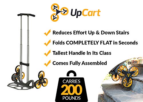 UpCart Lift Handtruck Dolly & Stair Climbing & Folding Cart | 200 Lb Capacity Up & Down Stairs