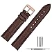 TStrap Genuine Leather Watch Bands 22mm Brown Leather Watch Strap with Rose Gold Pin Buckle for Men Women