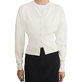 Loafawes Womens Casual Cropped Sweaters Fall Button Down V Neck Long Sleeve Pullover Ribbed Knit Slim Fit Cardigan