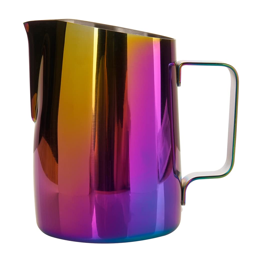 Dianoo Milk Frothing Pitcher With Handle, 600ml Stainless Steel Steaming Pitcher, Espresso Milk Frother Cup For Coffee Cappuccino Latte Art, Multicolor