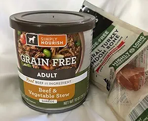 Grain Free Simply Nourish Adult Dog Beef & Vegetable Stew Shreds (4) 10 Ounce Cans