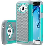 E LV Defender Case For Samsung Galaxy J3 (2016) / Samsung Galaxy Amp Prime (Cricket) / Samsung Galaxy Express Prime (AT&T) - [TEAL / GREY]