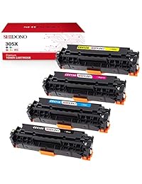 Shidono - Cartucho de tóner compatible con HP 305X 305A compatible con HP Laserjet Pro 400 Color M451dw M451dn M451nw M375nw M475dn M475dw impresora, [4-Pack, 1Black 1Cyan 1Yell 1Magenta]